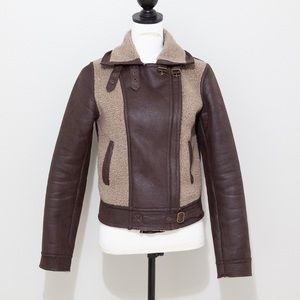 Forever 21 Women's Brown Faux Suede & Sherpa Moto Buckle Jacket Size Medium